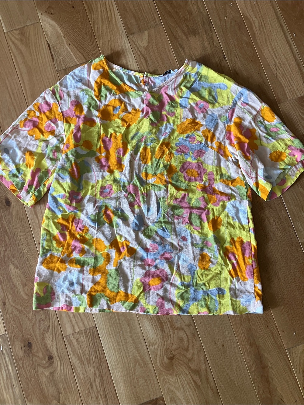 Marimekko Multicolor Floral Print Short Sleeve Top
